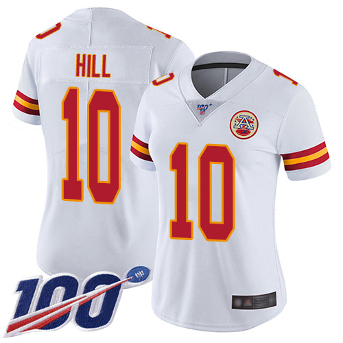 Women Kansas City Chiefs 10 Hill Tyreek White Vapor Untouchable Limited Player 100th Season Football Nike NFL Jersey